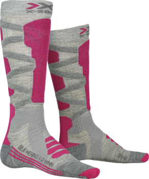 Lyžařské ponožky X-SOCKS SKI SILK MERINO 4.0 WOMEN GREY MELANGE/PINK - 2021/22