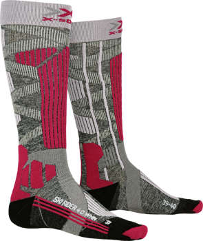 Lyžařské ponožky X-SOCKS Ski Rider 4.0 Women Stone Grey Melange/Pink - 2022/23