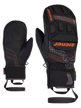 Lyžařské rukavice Ziener Lauron AS PR Mitten Junior Glove Black Orange Pop Print - 2023/24