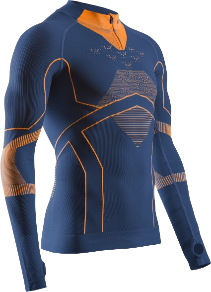 Funkční triko X-bionic Energy Accumulator Light Shirt LS 1/2 Zip Men Marine/Orange - 2024/25
