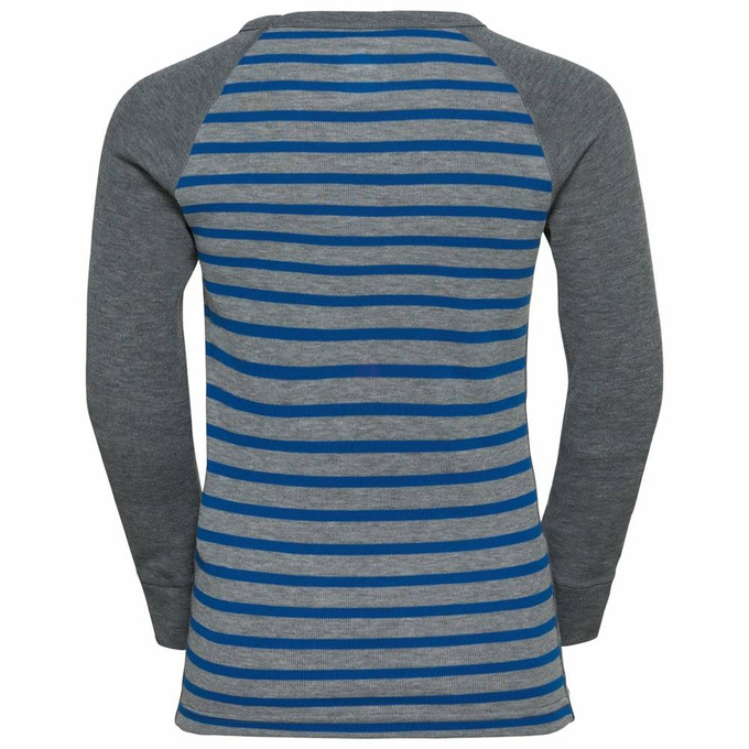 Funkční prádlo ODLO Active Warm Eco Kids Stripes BL Top Crew Neck LS Blue Wing Teal/Reef Waters - 2022/23