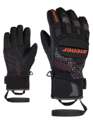 Lyžařské rukavice Ziener Luro AS PR Junior Glove Junior Black Orange Pop Print - 2023/24