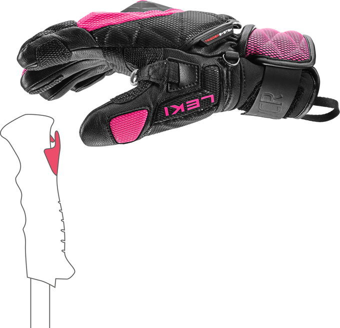 Lyžařské rukavice LEKI WCR Venom 3D Junior Pink - 2025/26