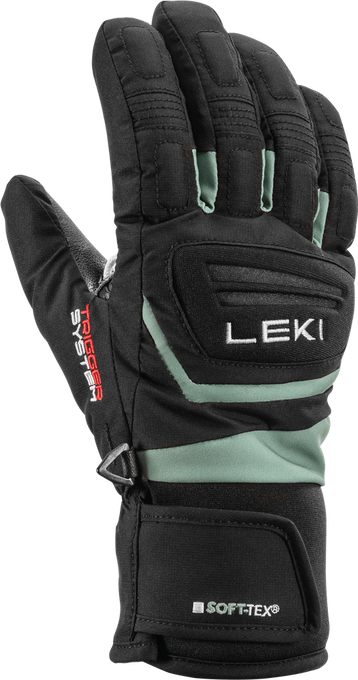 Lyžiarske rukavice LEKI Griffin 3D Junior Black/Dusty Green - 2024/25