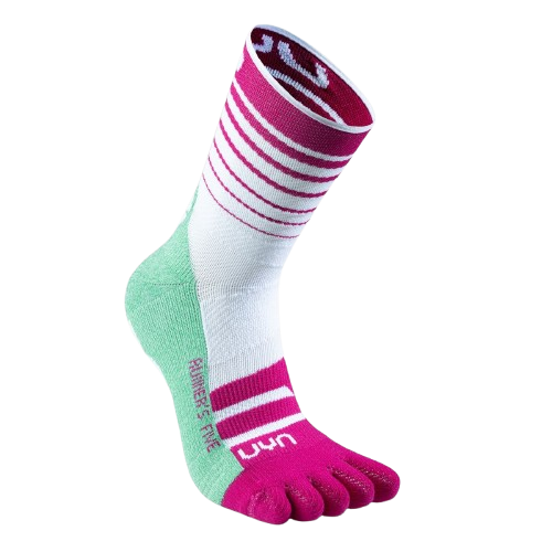 Outdoorové ponožky UYN Woman Runner's Five Socks White/Fuchsia/Green