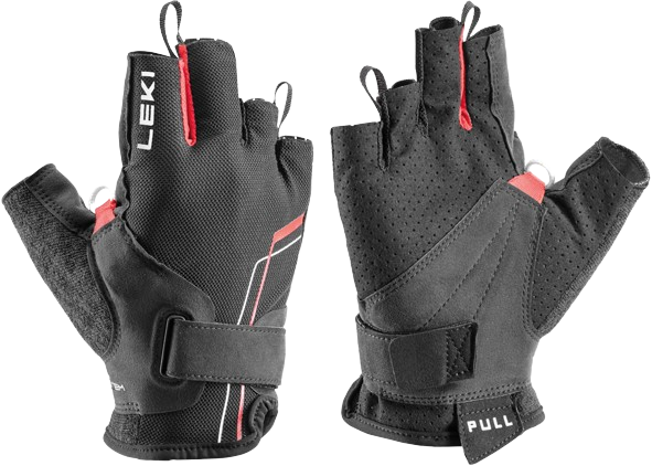 Rukavice LEKI Nordic Breeze Shark Short Black/Red/White - 2024