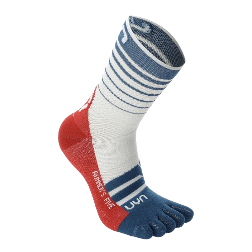 Outdoorové ponožky UYN Man Runner's Five Socks White/Blue Poseidon/Red