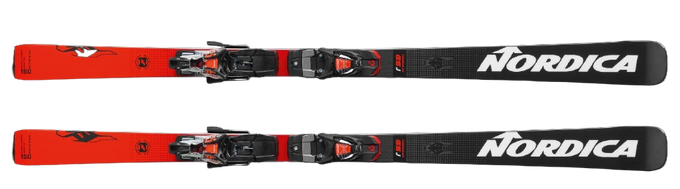 Sjezdové lyže Nordica Dobermann GSJ Plate + Master Race 10 TCX Black Flo Red - 2023/24