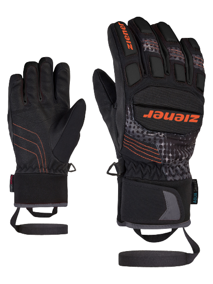 Lyžařské rukavice Ziener Luro AS PR Junior Glove Junior Black Orange Pop Print - 2023/24