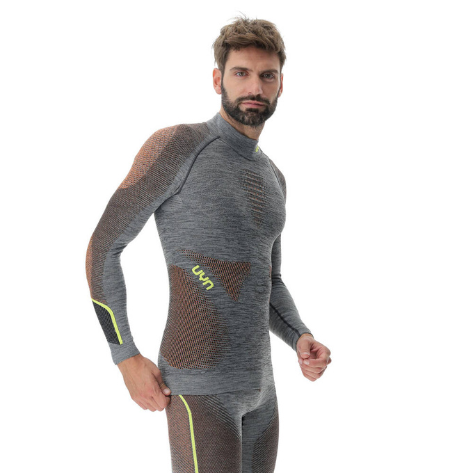Funkční triko UYN Man Ambityon UW Shirt LG_SL Melange Turtleneck Black Melange/Orange/Yellow - 2023/24