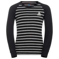 Funkční prádlo ODLO Active Warm Eco Kids Stripes BL Top Crew Neck LS Black/Grey Melange - 2022/23