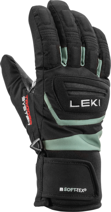 Lyžařské rukavice LEKI Griffin 3D Junior Black/Dusty Green - 2025/26