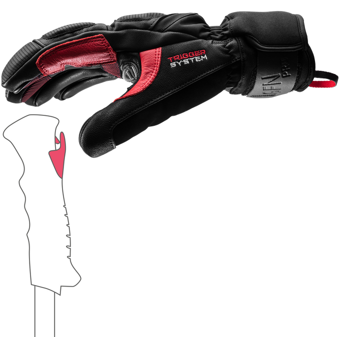 Lyžařské rukavice LEKI Griffin Pro 3D Black/Red - 2025/26
