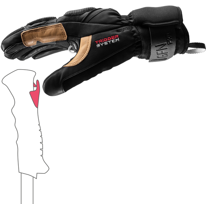 Lyžařské rukavice LEKI Griffin Pro 3D Black/Tan - 2025/26