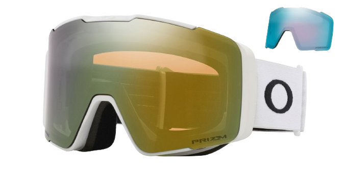 Lyžařské brýle Oakley Line Miner Pro L Matte White Prizm Sage Gold + náhradní zorníky Prizm Sapphi - 2024/25