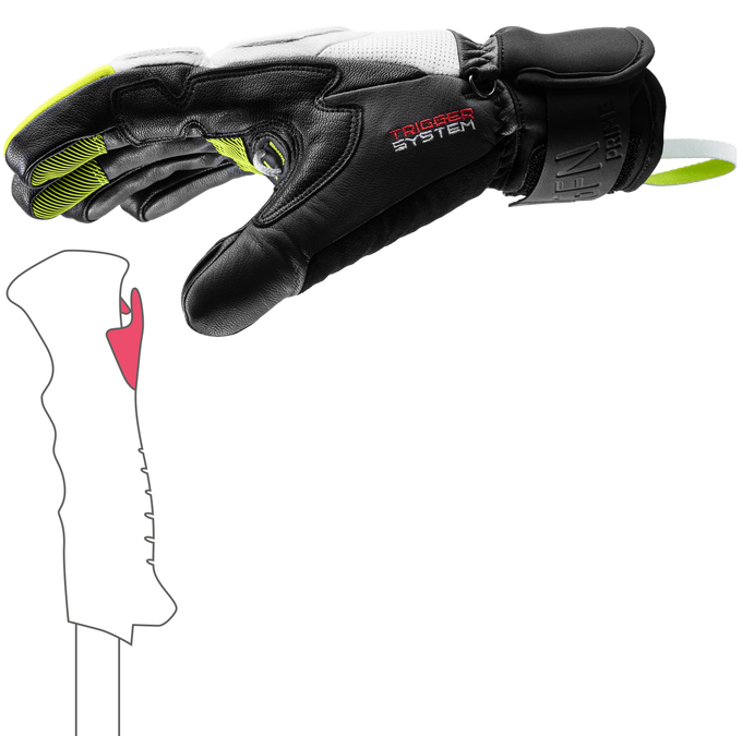 Lyžařské rukavice LEKI Griffin Prime 3D White/Neon - 2025/26