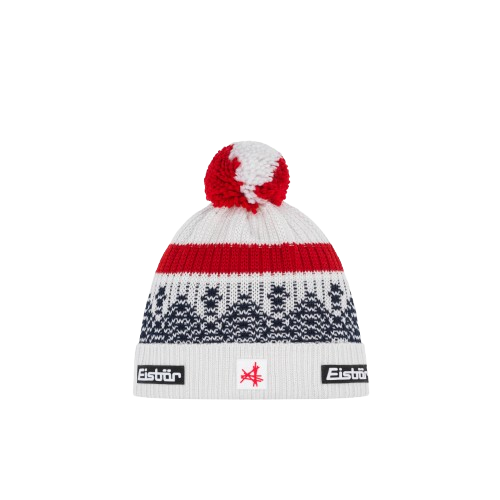 Čepice Eisbar Norrak Pompon MÜ SA White/Red/Navy Blue - 2025/26