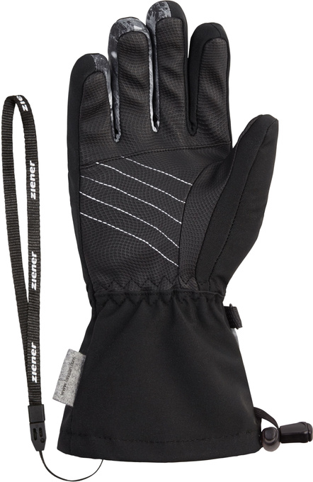 Lyžiarske rukavice Ziener Laval-z As® Aw Glove Junior Unisex Black Grey Mountain Print - 2025/26