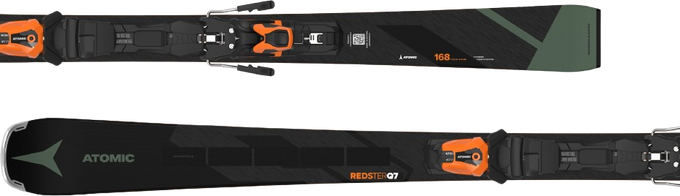 Sjezdové lyže Atomic Redster Q7 Revoshock C + MI 12 GW Black/Orange - 2025/26