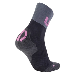 Cyklistické Ponožky UYN Woman Cycling Light Socks Black/Grey/Rose Violet